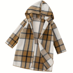 Plaid Hoodie Jacket Varsity Cardigan for Kids