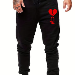 Broken Heart Print Men's Drawstring Sweatpants Casual Jogger Pants