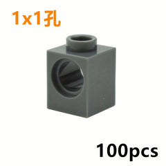100pcs 1x1 Technology Parts Bricks with Hole MOC Brick Accessories