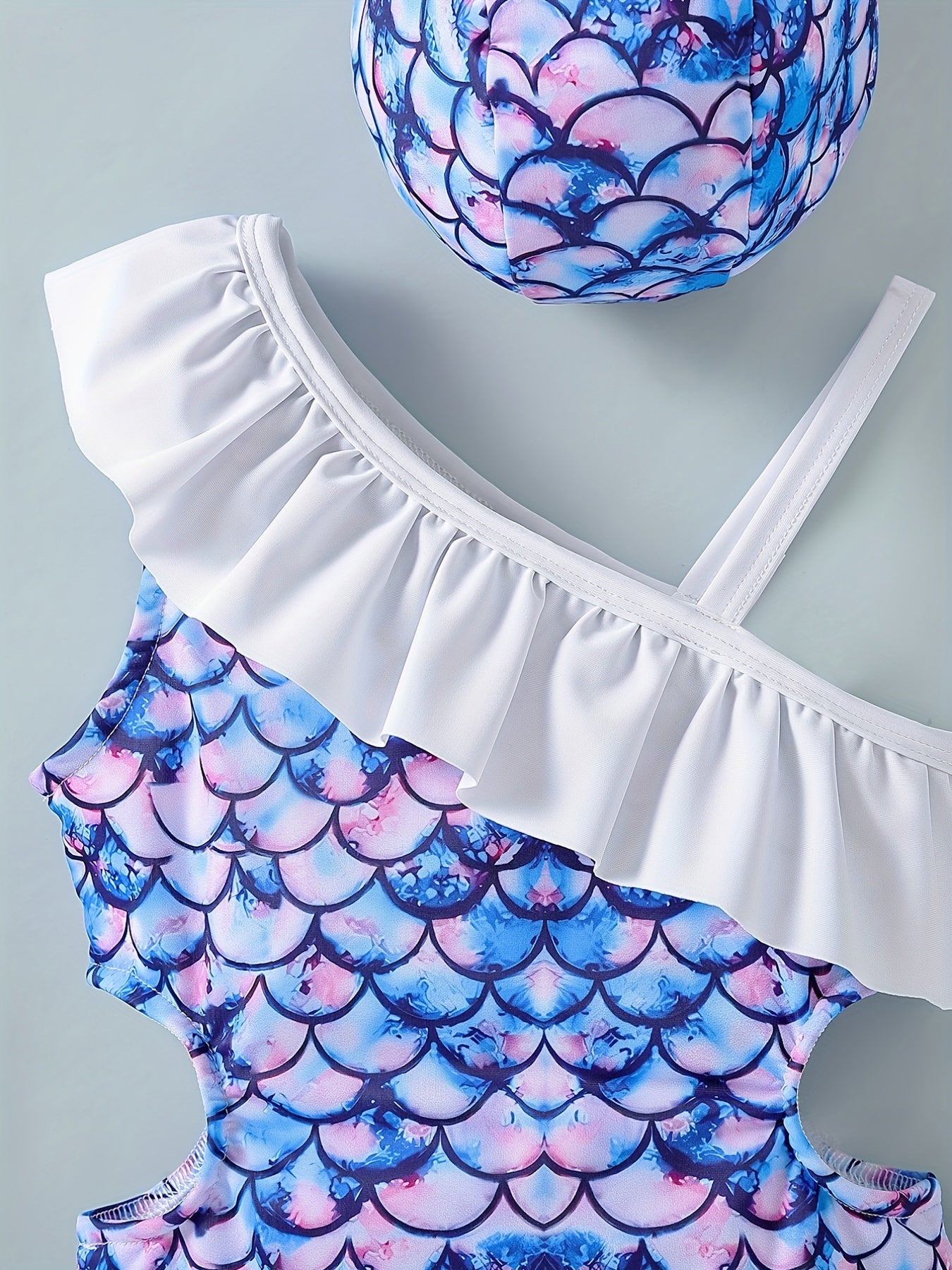 Girls Mermaid Ruffle One piece Swimsuit Summer Beachwear Swimwear