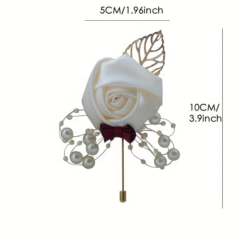 Pearl Inlaid Flower Brooch Pin Wedding Corsage