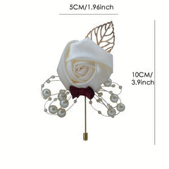 Pearl Inlaid Flower Brooch Pin Wedding Corsage