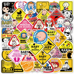 50 Baby On Board Car Doodle Stickers for Strollers