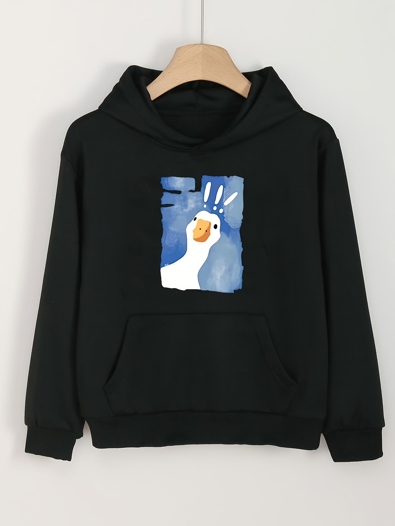 Girls Cartoon Goose Hooded Sweatshirt Long Sleeve Pullover For Girls Clothes