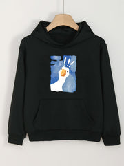 Girls Cartoon Goose Hooded Sweatshirt Long Sleeve Pullover For Girls Clothes