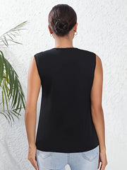 Eyelet Lace Stitching Tank Top V Neck Sleeveless Summer Casual