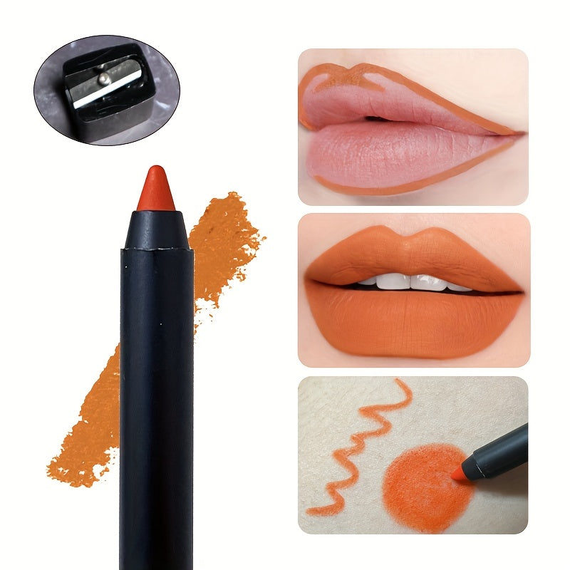 2pcs Dark Brown Lip liner & Matte Lipstick Pen Set with Sharpener