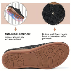 Women's Massage Wedge Mules Perforated Flower Decor Sandals