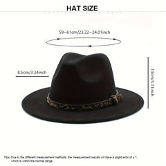 Leopard Belt Fedora Hat Wide Brim Sun Hat