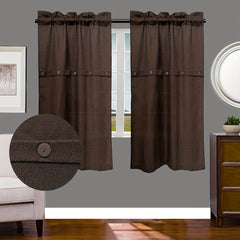 Bohemian Linen Window Curtains Button Rod Pocket Curtains