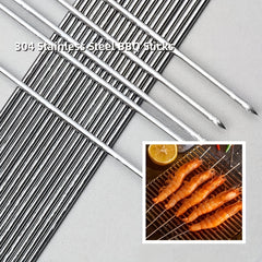 50pcs Stainless Steel BBQ Skewers High Temp Resistant Easy to Clean