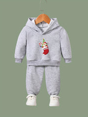 OERYUI Santa & Socks Print Hoodies Pants Set for Girls Boys