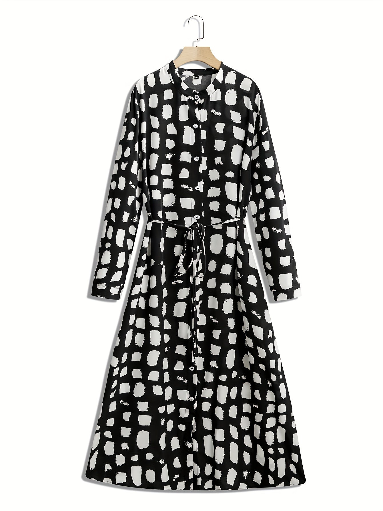 Boho Dress Women's Plus Dot Print Long Sleeve Button Up Maxi Shirt Dre
