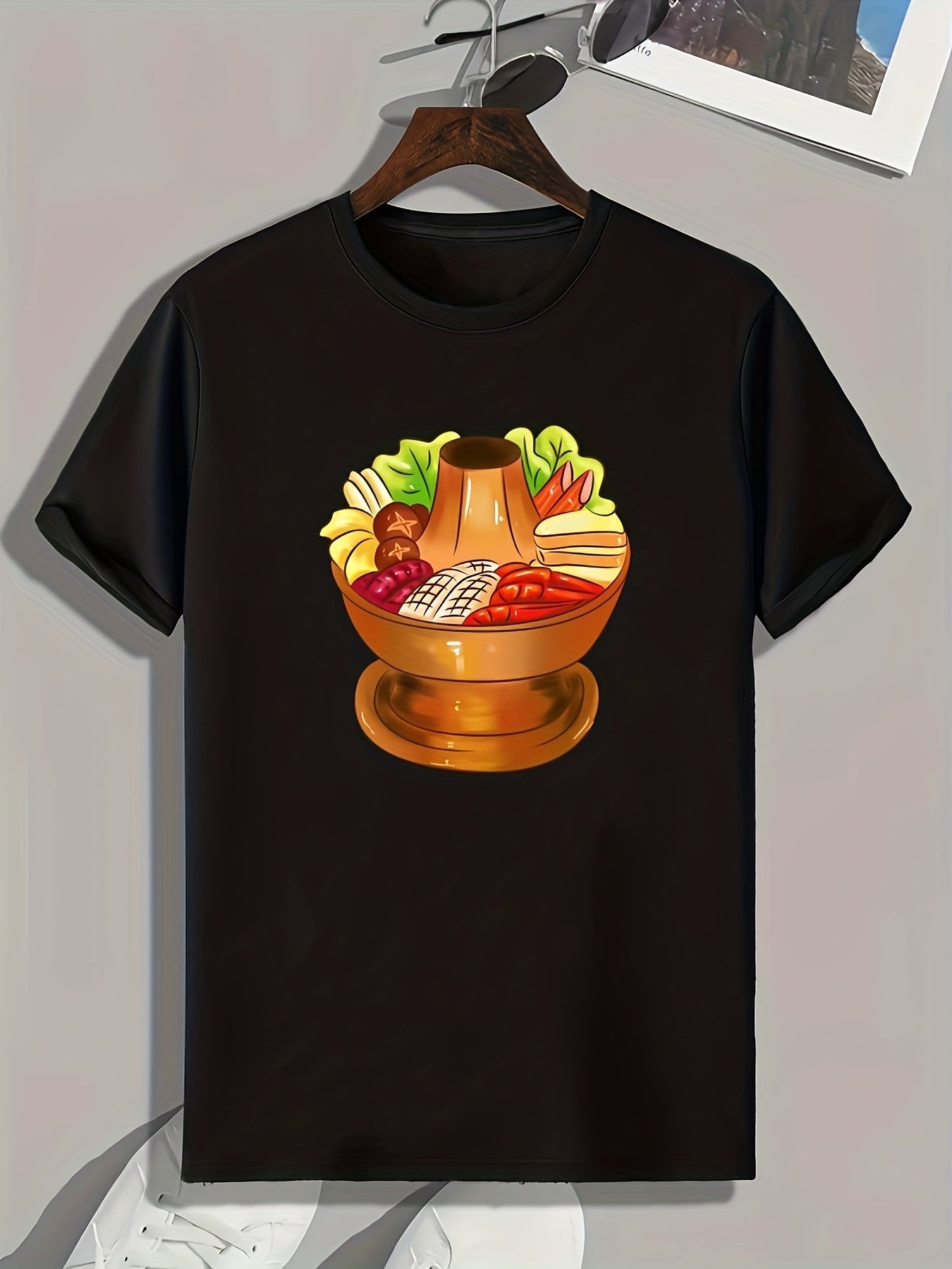 Hot Pot Print Men's Graphic T-shirt for Summer