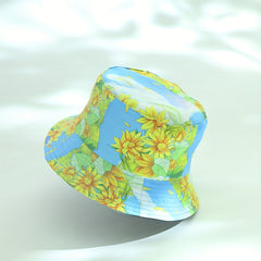 Sunflower Print Bucket Hat Reversible Sunscreen Beach Hats Fisherman Cap