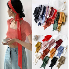 Solid Satin Thin Neck Scarf Hair Accessories Wrist Wrap Scarves