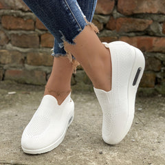 Women's Air Cushion Slip On Shoes Breathable Knit Low Top Casual Walking Shoes