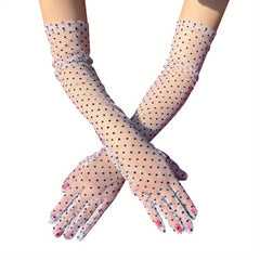 Vintage Polka Dot Gloves Long Wedding Dress Gloves Women