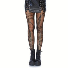 Snake Pattern Fishnet Tights High Waist Mesh Pantyhose
