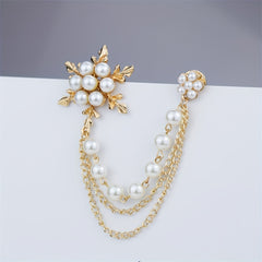 Pearl Ice Flower Tassel Brooch