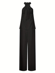Two piece set Halter Top & Wide Leg Pants Outfit