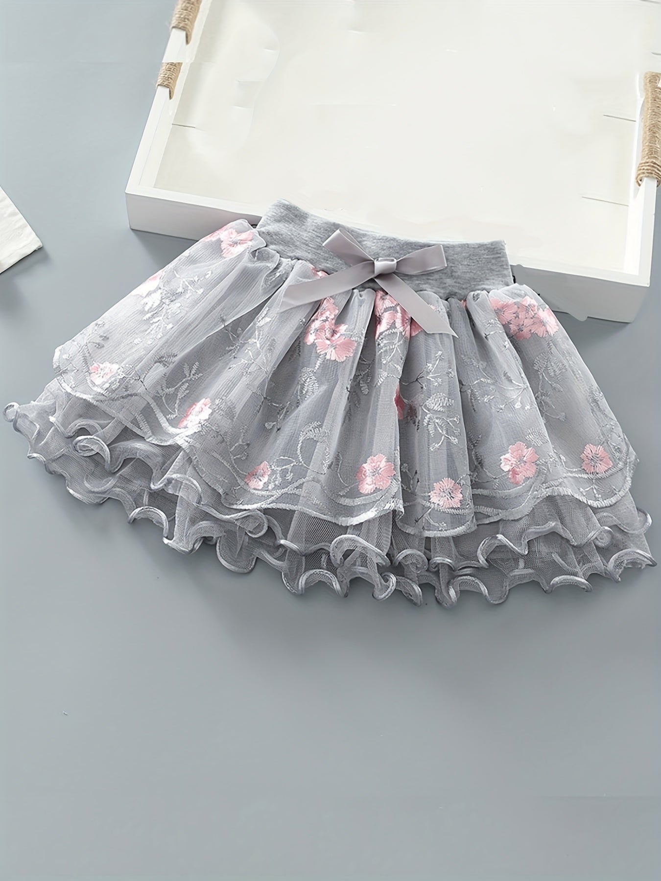Girls Princess Bow Front Tulle Tutu Skirts Ballet Dance Party Skirt