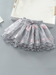 Girls Princess Bow Front Tulle Tutu Skirts Ballet Dance Party Skirt