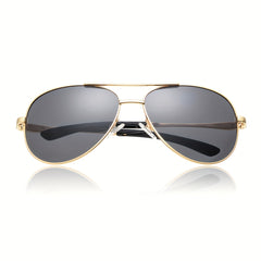 OUWEN Aviator Sunglasses Golden Frame Gray Lens UV Protection