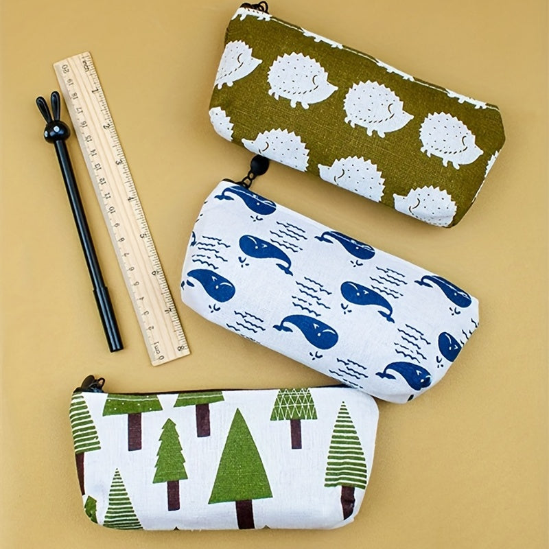 Creative Forest Pencil Bag Floral Canvas Student Pencil Bag