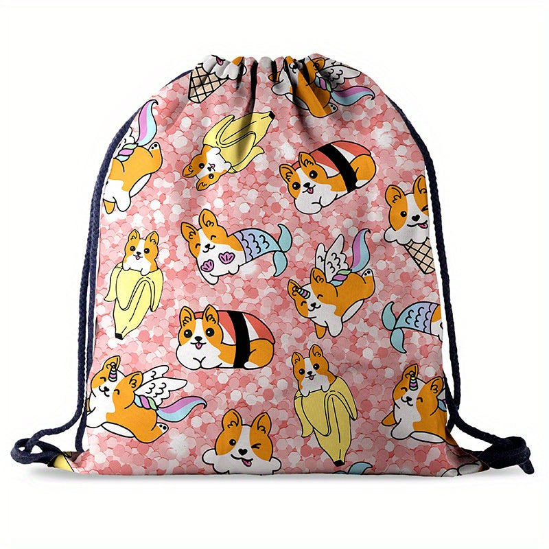 Animal Drawstring Bag Oxford Cloth Digital Print Backpack