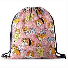 Animal Drawstring Bag Oxford Cloth Digital Print Backpack