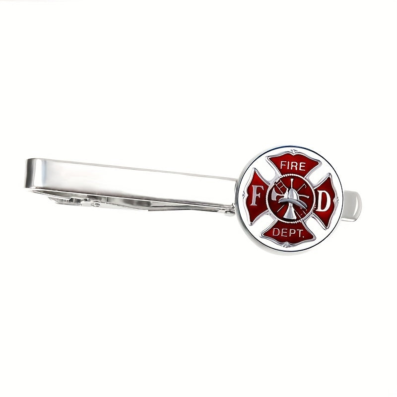 Firefighter Tie Clip and Pin Set - Husband Gift - Groom Accessories