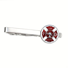 Firefighter Tie Clip and Pin Set - Husband Gift - Groom Accessories
