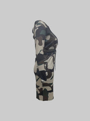 Women's Plus Camo Print Hoodie Dress With Pockets