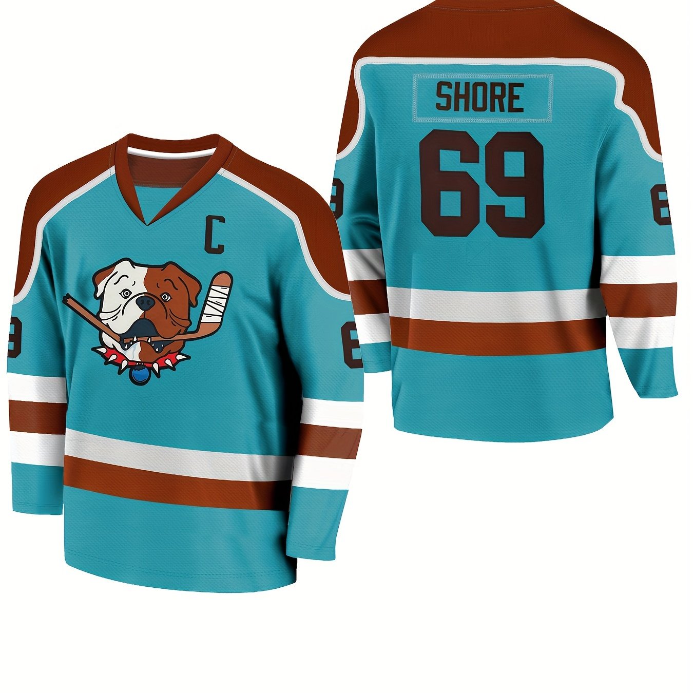 Men's Dog Pattern Long Sleeve Ice Hockey Jersey 69