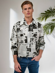 Men's Newspaper Print Casual Shirt