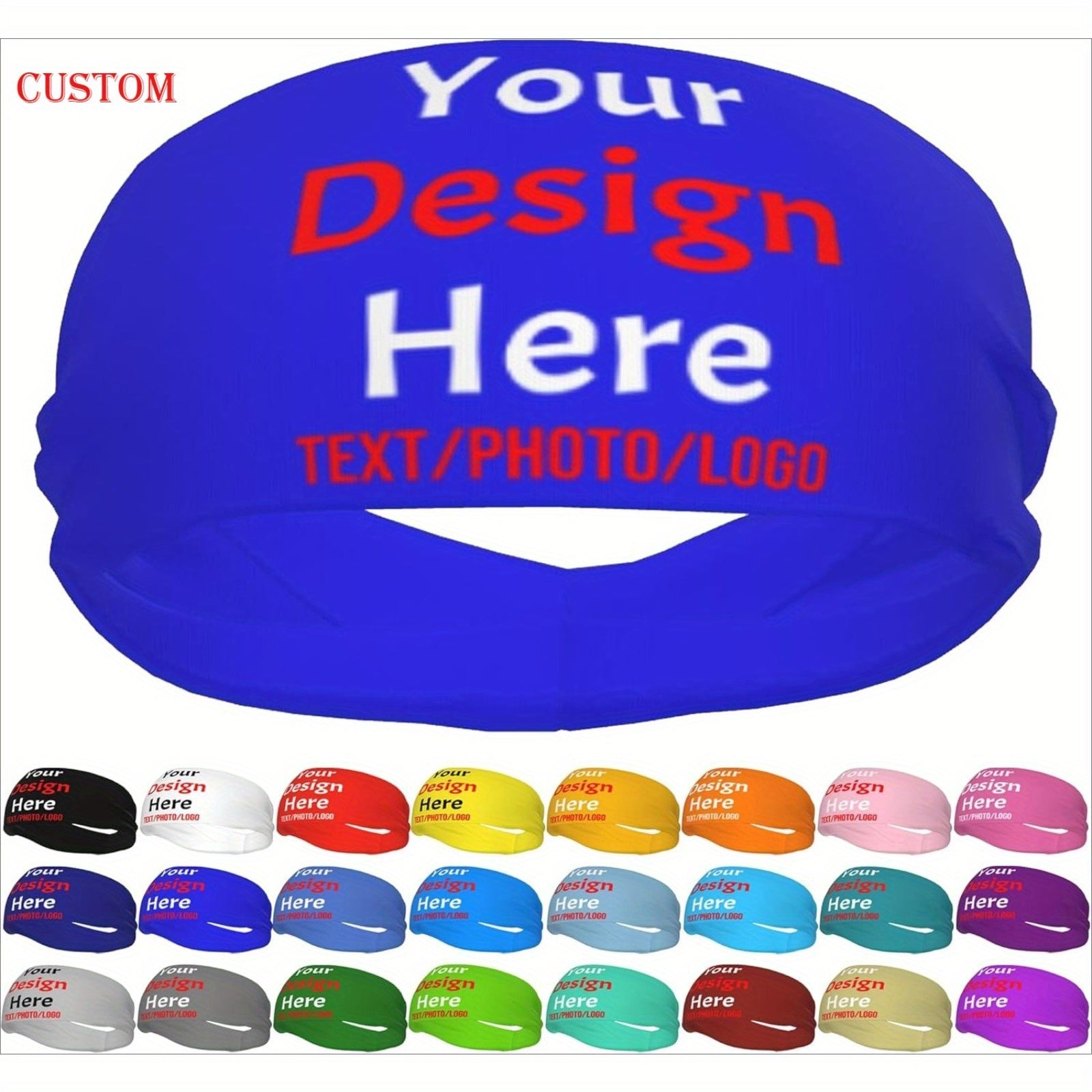 Personalized Sports Headbands with Name Photo Elastic Cl