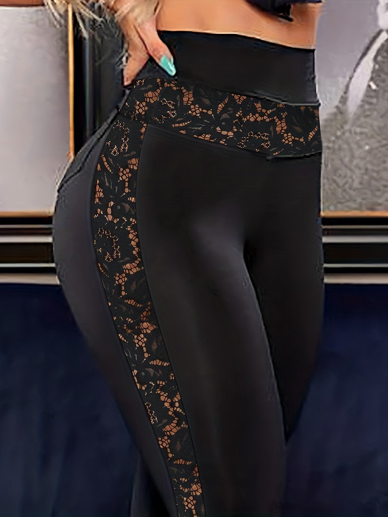 Lace Stitching Skinny Pants for Women