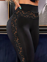 Lace Stitching Skinny Pants for Women