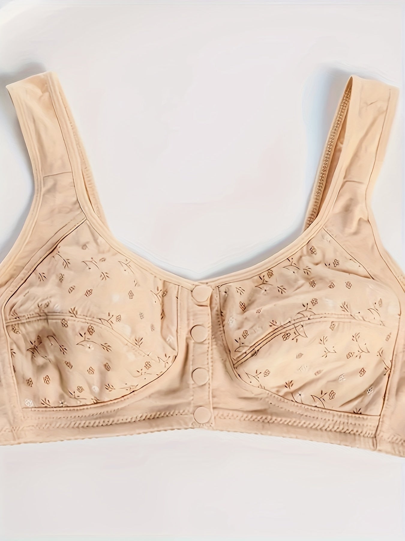2pcs Floral Print Wireless Bras Front Buckle Bra Women's Lingerie