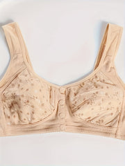2pcs Floral Print Wireless Bras Front Buckle Bra Women's Lingerie