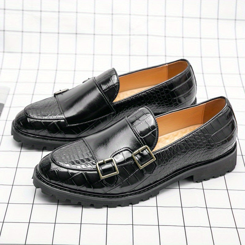 Men's Buckle Straps Slip On Monk Shoes - Smart Casual Walking Shoes