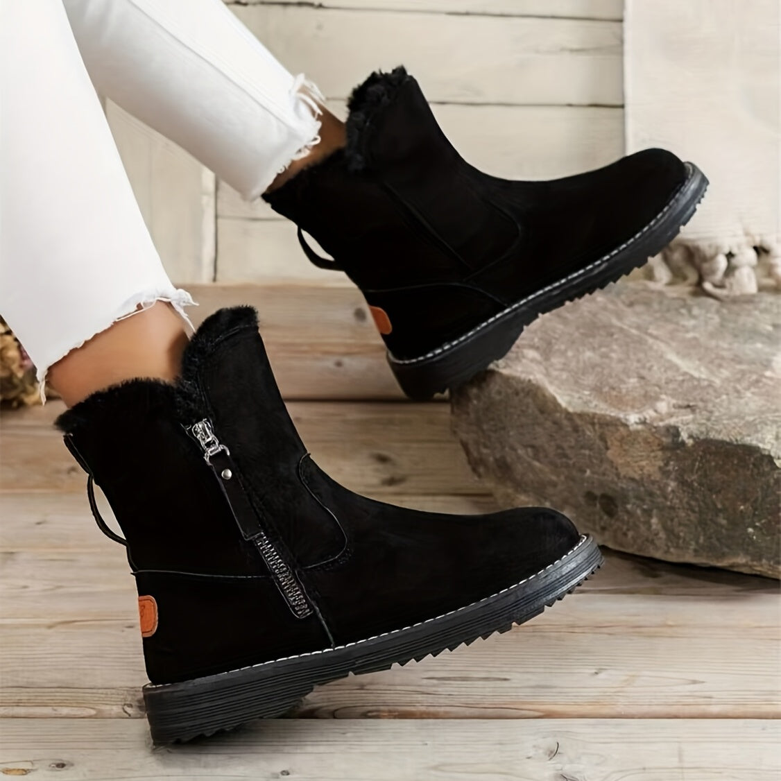 Women's Warm Winter Snow Boots Faux Fur Zipper Side Snow Boot