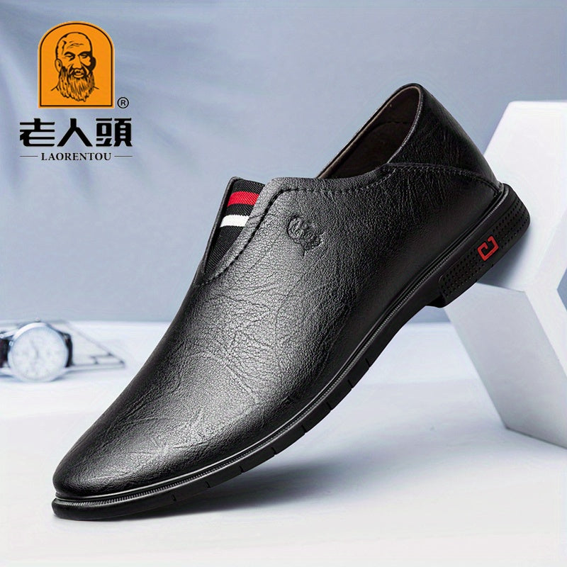 LAORENTOU Men's Leather Slip On Loafer Shoes Lightweight Soft Sole Dress Shoes