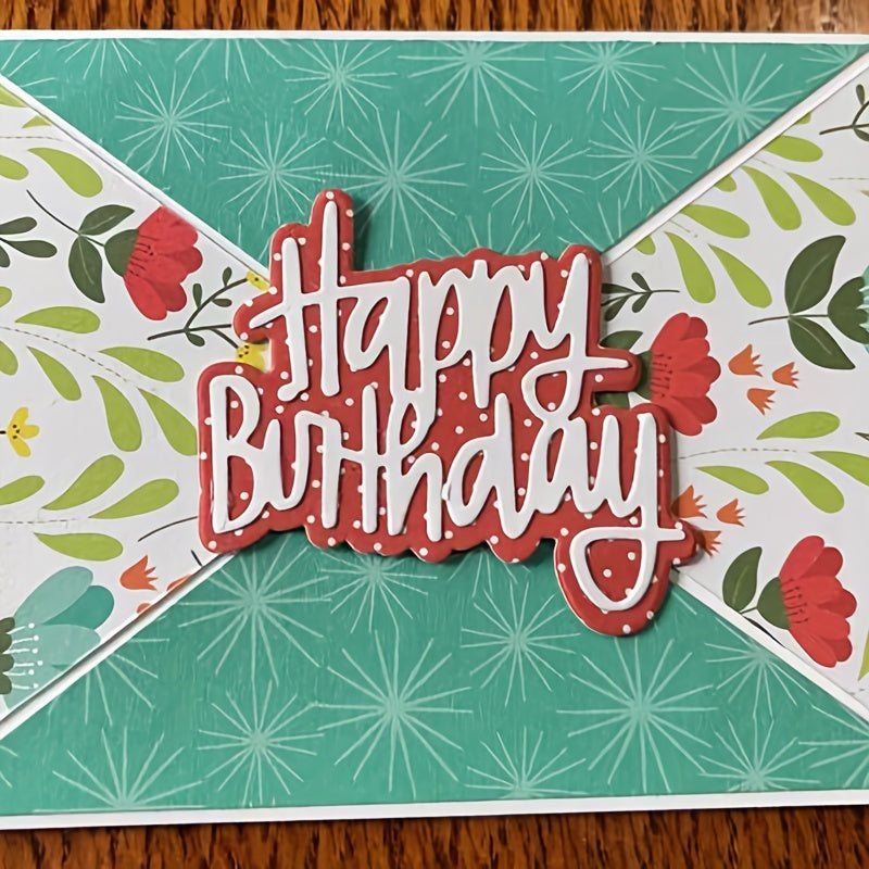 1pc Happy Birthday Metal Cutting Dies Stencil Scrapbook Album