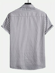 Plaid Print Men's Casual Short Sleeve Shirt Summer Tops Gift