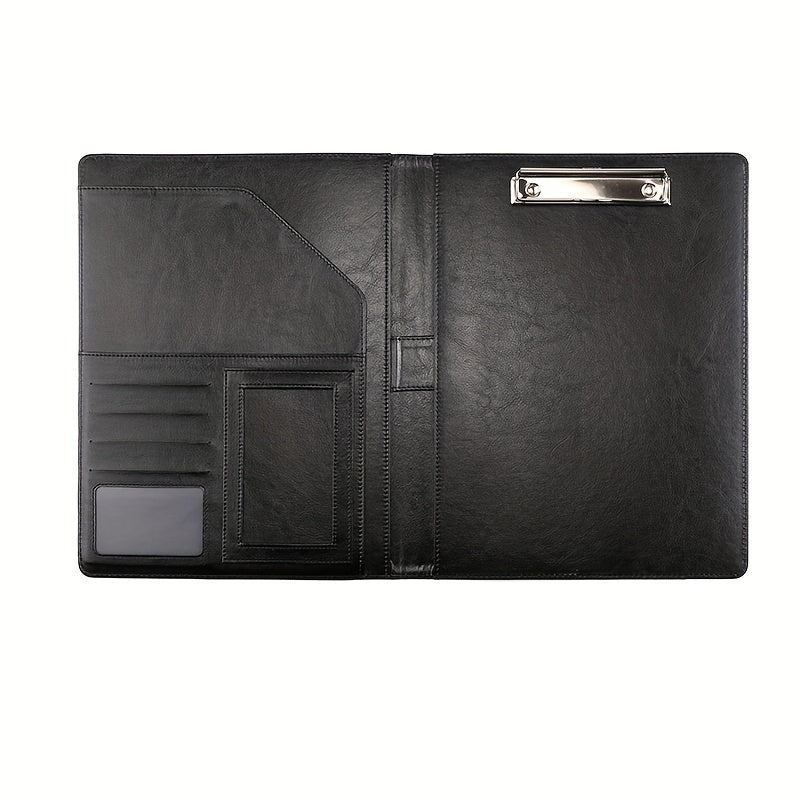 PU Leather Portfolio Folder w/ Clipboard Clip Padfolio - Business Interview Resu