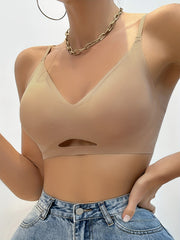 3pcs Seamless Solid Wireless Bras Comfy & Breathable Cut Out Bra