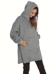 Plush Hooded Lounge Top Soft & Comfy Long Sleeve With Pockets