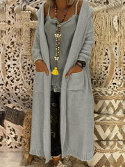 Casual Cardigan Women's Plus Long Sleeve Open Front Hooded Outwear